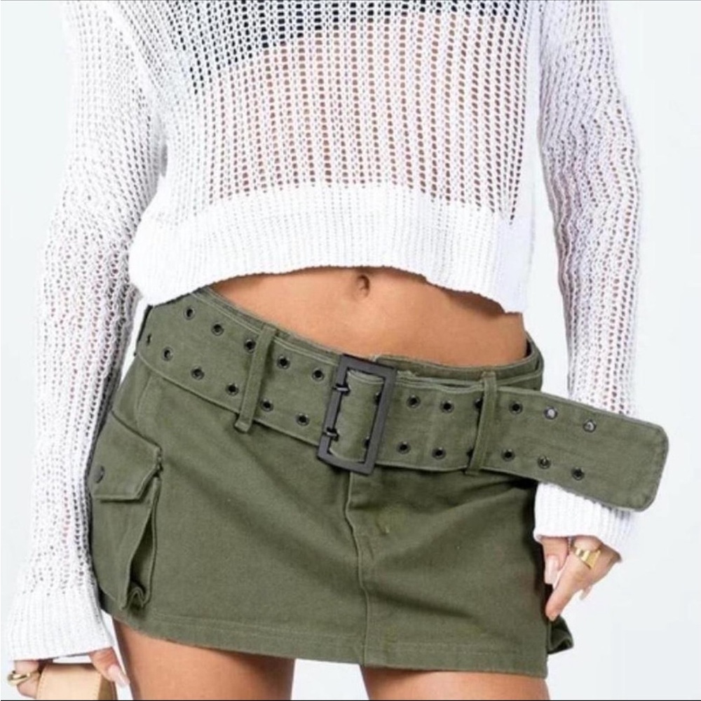 Princess Polly Olive Green Cargo Mini Skirt with Belt